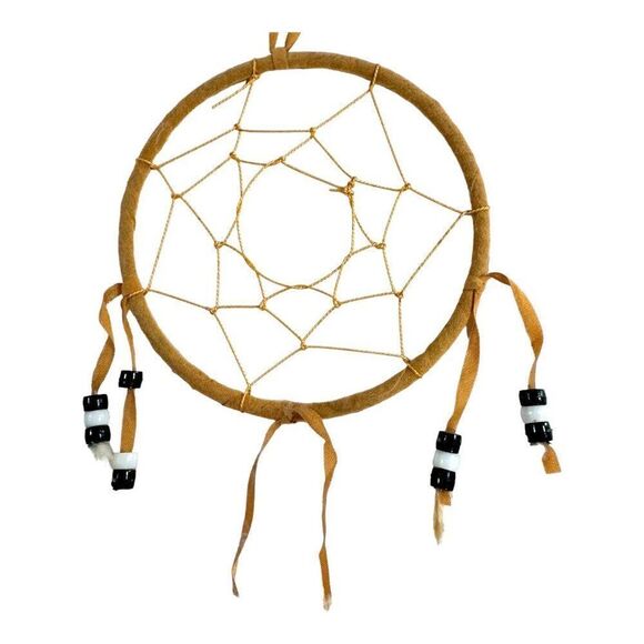 Handcrafted Dreamcatcher Feathers & Beads 4" Handmade Southwest Decor Authentic - Picture 2 of 6